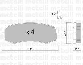 Комплект тормозных колодок, дисковый тормоз METELLI 22-0432-0
