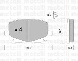 Комплект тормозных колодок, дисковый тормоз METELLI 22-0443-0