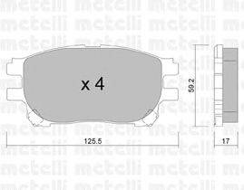 Комплект тормозных колодок, дисковый тормоз METELLI 22-0615-0