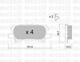 Комплект тормозных колодок, дисковый тормоз METELLI 2206190