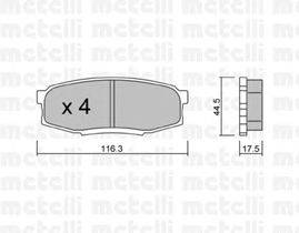 Комплект тормозных колодок, дисковый тормоз METELLI 22-0822-0