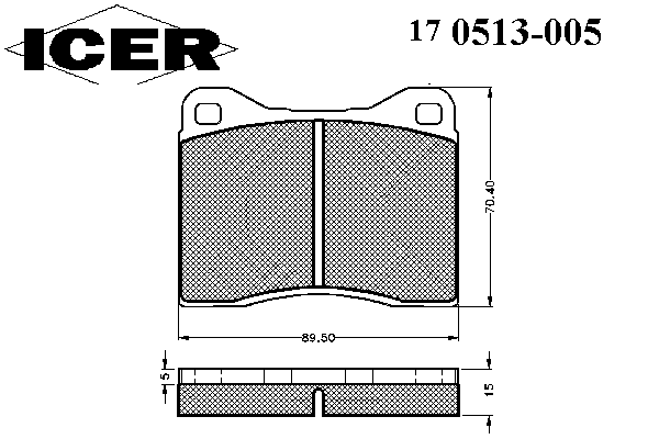 Комплект тормозных колодок, дисковый тормоз ICER 170513-005