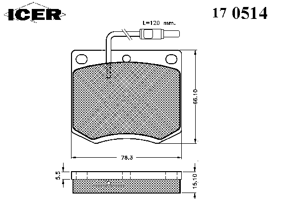 Комплект тормозных колодок, дисковый тормоз ICER 170514