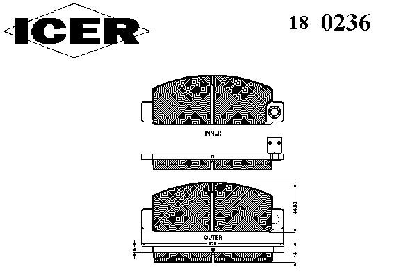 Комплект тормозных колодок, дисковый тормоз ICER 180236