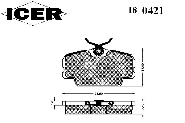 Комплект тормозных колодок, дисковый тормоз ICER 180421