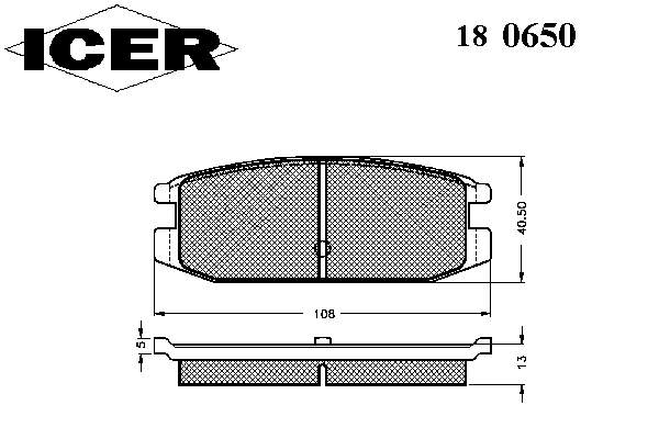 Комплект тормозных колодок, дисковый тормоз ICER 180650