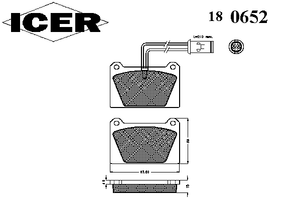 Комплект тормозных колодок, дисковый тормоз ICER 180652