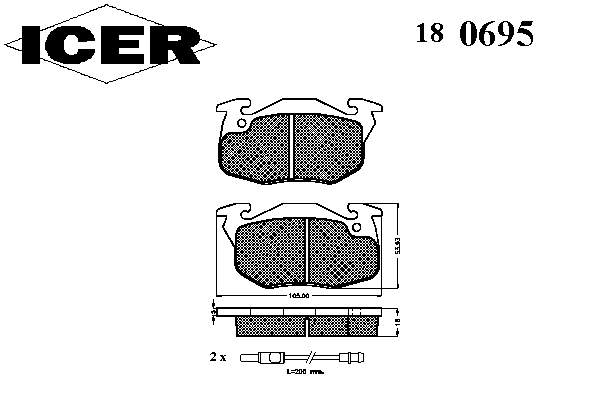 Комплект тормозных колодок, дисковый тормоз ICER 180695