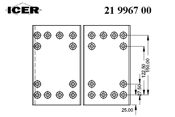 Комплект тормозных башмаков, барабанные тормоза ICER 19967