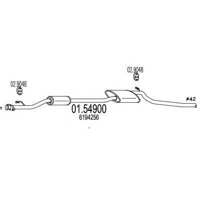 Средний глушитель выхлопных газов MTS 01.54900
