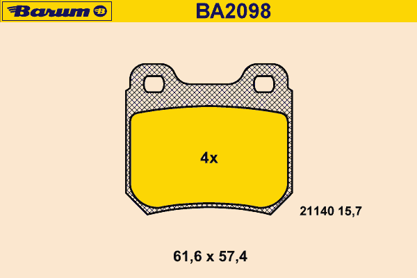 Комплект тормозных колодок, дисковый тормоз BARUM BA2098