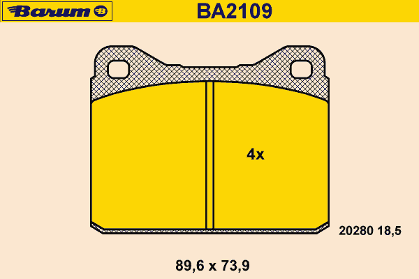 Комплект тормозных колодок, дисковый тормоз BARUM BA2109