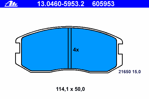 Комплект тормозных колодок, дисковый тормоз ATE 13.0460-5953.2