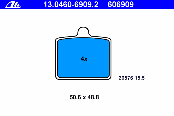 Комплект тормозных колодок, дисковый тормоз ATE 13.0460-6909.2