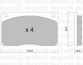 Комплект тормозных колодок, дисковый тормоз METELLI 22-0089-0