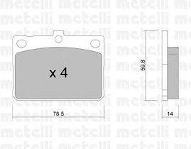 Комплект тормозных колодок, дисковый тормоз METELLI 22-0228-0