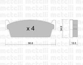 Комплект тормозных колодок, дисковый тормоз METELLI 22-0493-0