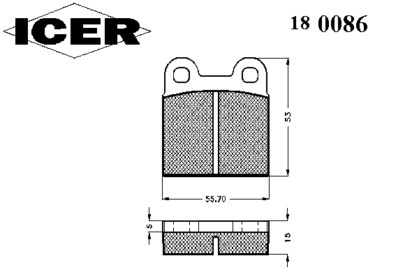 Комплект тормозных колодок, дисковый тормоз ICER 180086