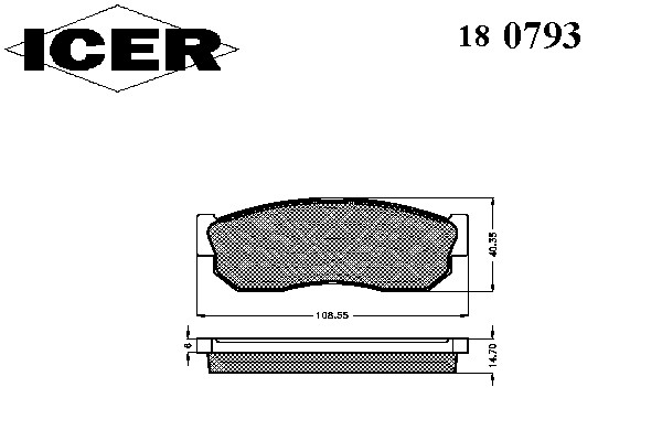 Комплект тормозных колодок, дисковый тормоз ICER 180793