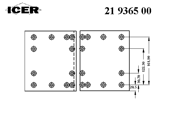 Комплект тормозных башмаков, барабанные тормоза ICER 19365