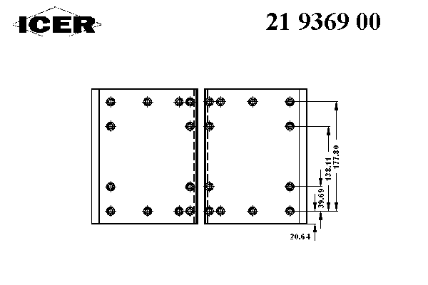 Комплект тормозных башмаков, барабанные тормоза ICER 19370