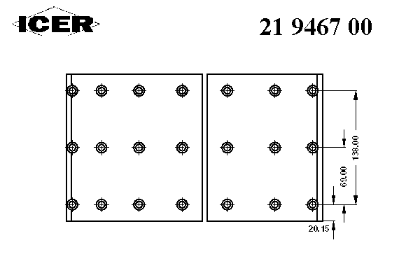 Комплект тормозных башмаков, барабанные тормоза ICER 19467