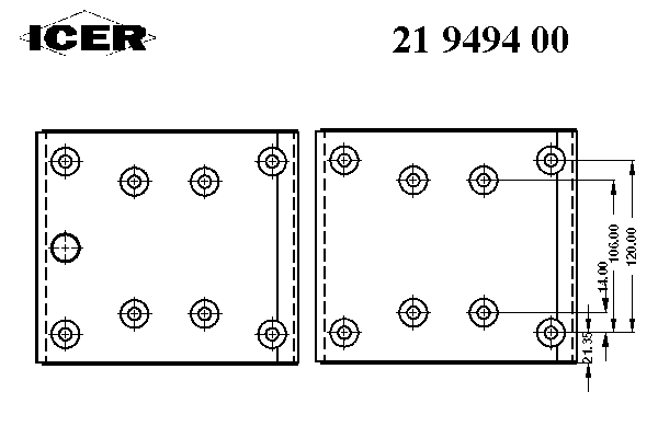 Комплект тормозных башмаков, барабанные тормоза ICER 19494
