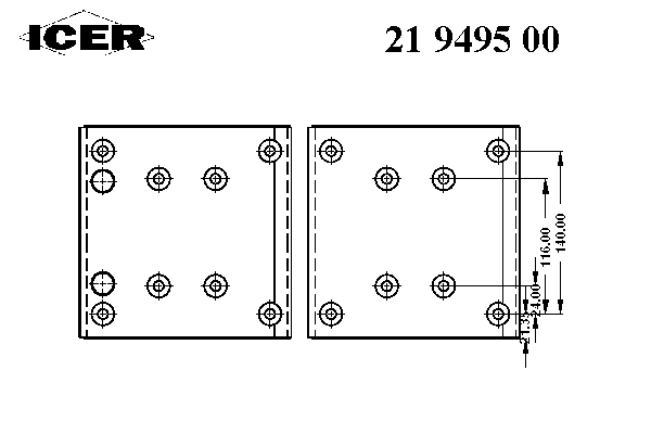 Комплект тормозных башмаков, барабанные тормоза ICER 19495