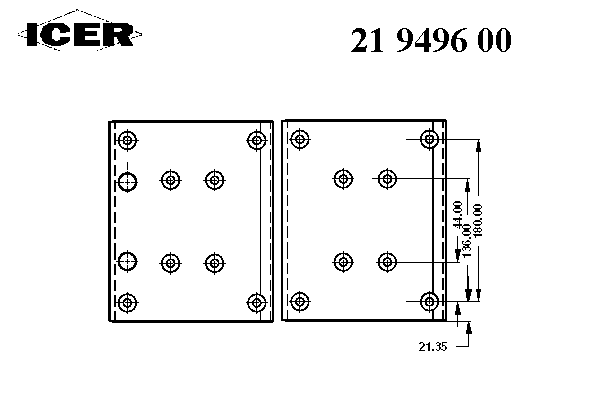 Комплект тормозных башмаков, барабанные тормоза ICER 19496