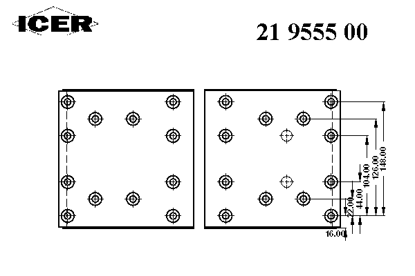 Комплект тормозных башмаков, барабанные тормоза ICER 19556