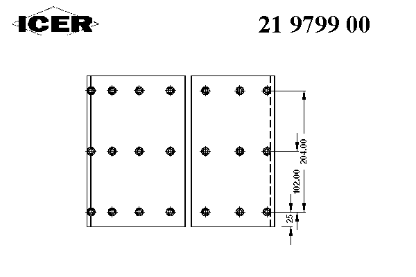 Комплект тормозных башмаков, барабанные тормоза ICER 19800