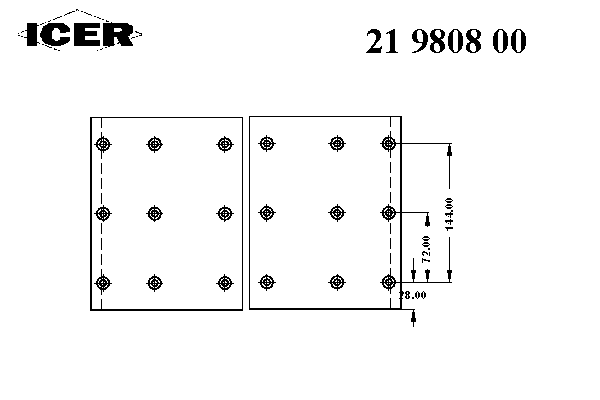 Комплект тормозных башмаков, барабанные тормоза ICER 19808