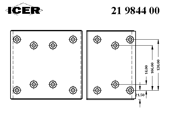 Комплект тормозных башмаков, барабанные тормоза ICER 19844