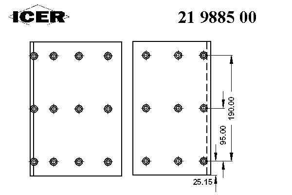 Комплект тормозных башмаков, барабанные тормоза ICER 19885