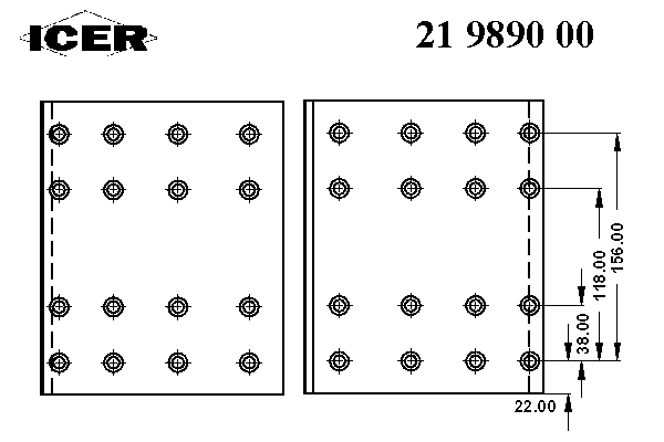 Комплект тормозных башмаков, барабанные тормоза ICER 19890