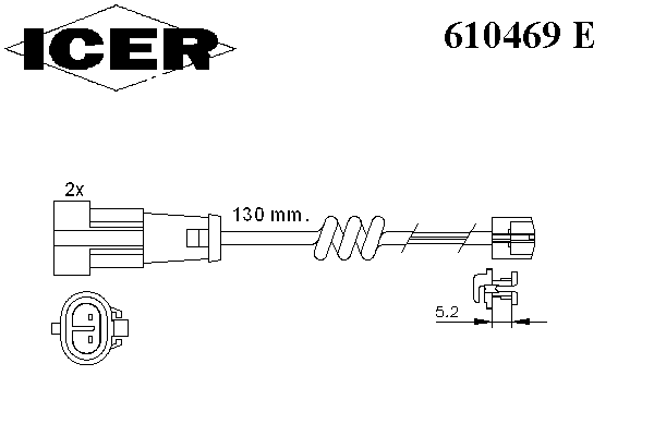 Сигнализатор, износ тормозных колодок ICER 610469 E