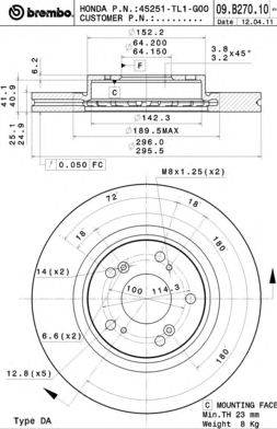 Тормозной диск BRECO BS 8919