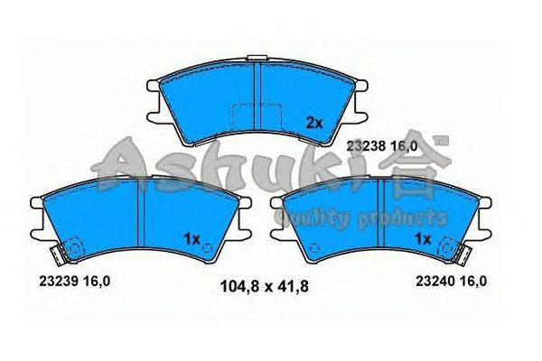 Комплект тормозных колодок, дисковый тормоз ASHUKI 1080-4250