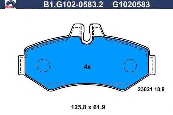 Комплект тормозных колодок, дисковый тормоз GALFER B1.G102-0583.2