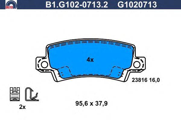 Комплект тормозных колодок, дисковый тормоз GALFER 23816