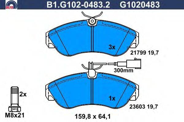 Комплект тормозных колодок, дисковый тормоз GALFER 23603