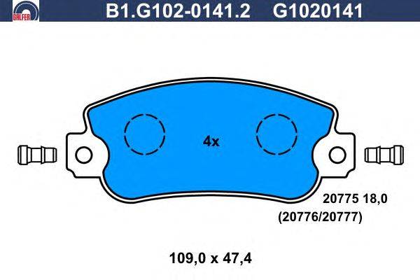 Комплект тормозных колодок, дисковый тормоз GALFER B1.G102-0141.2