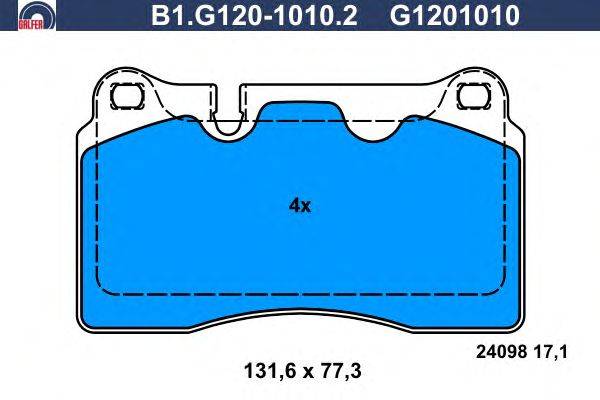 Комплект тормозных колодок, дисковый тормоз GALFER B1.G120-1010.2