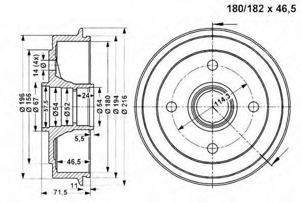 Тормозной барабан VEMA 801328