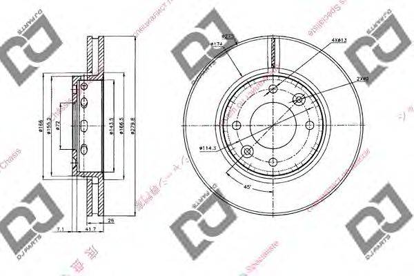 Тормозной диск DJ PARTS BD1371