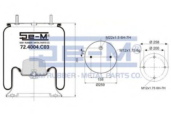 Кожух пневматической рессоры SEM LASTIK 72.4004.C03