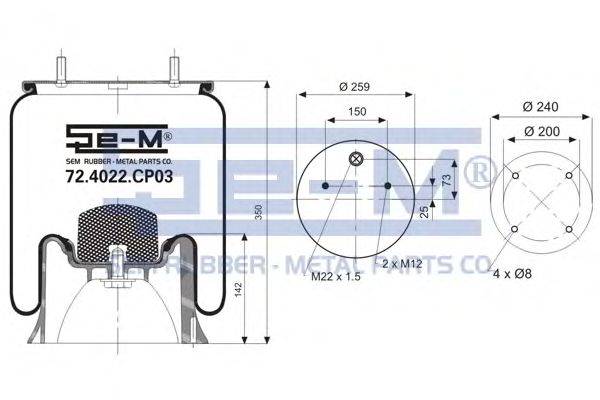 Кожух пневматической рессоры SEM LASTIK 72.4022.CP03
