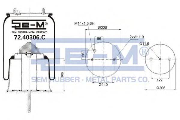 Кожух пневматической рессоры SEM LASTIK 72.40306.C