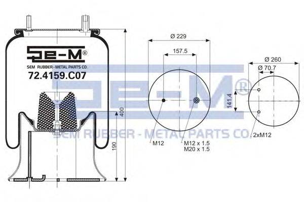 Кожух пневматической рессоры SEM LASTIK 72.4159.C07