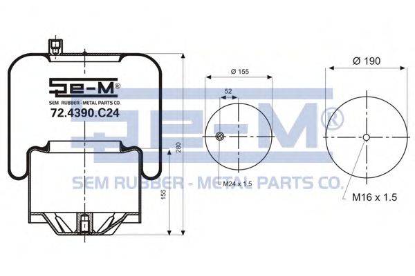 Кожух пневматической рессоры SEM LASTIK 72.4390.C24